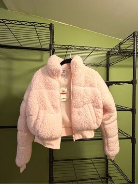 Cozy Pink Sherpa Puffer Jacket